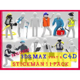 3D模型-Stickman 11 pack -Rigged 3D model